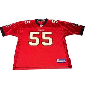 Reebok NFL Vintage Mens Red Tampa Bay Buccaneers Derrick Brooks #55 Jersey XL